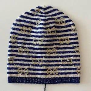 Gucci Beanie Striped GG Logo Blue & White Wool Hat Gucci Infant Blue Striped Beanie Logo Hat – Wopsters Closet main image 4
